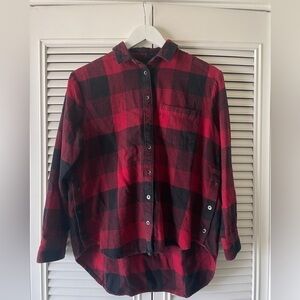 Madewell Women’s Black/Red Flannel Shirt SZ S